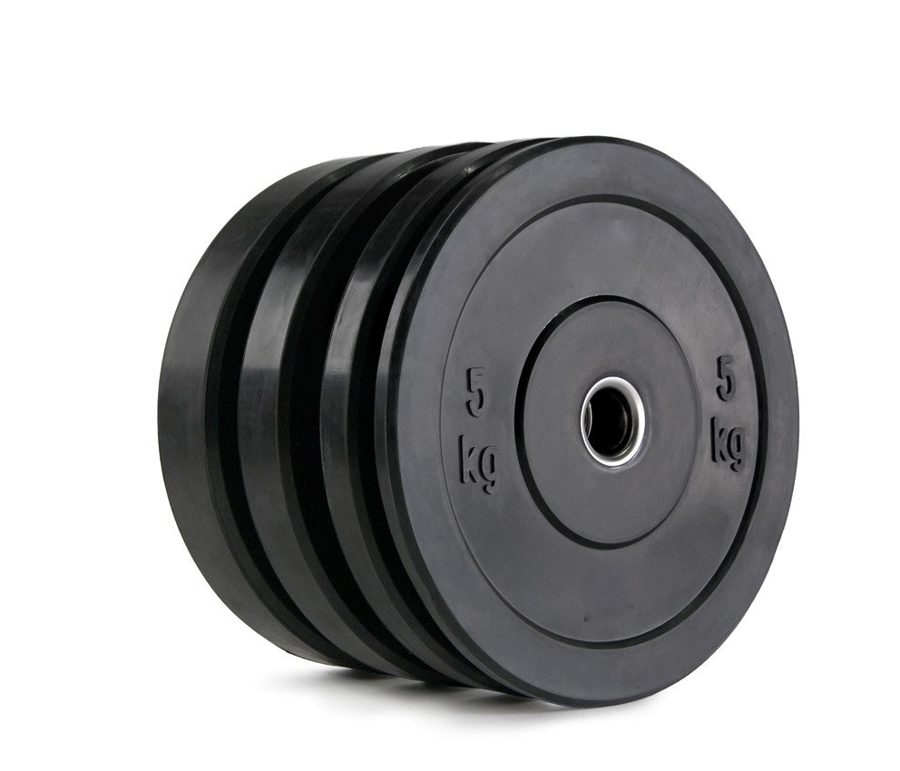 Disco Clásico Bumper Negro Casquillo de Acero de 5 kg a 25 Kg