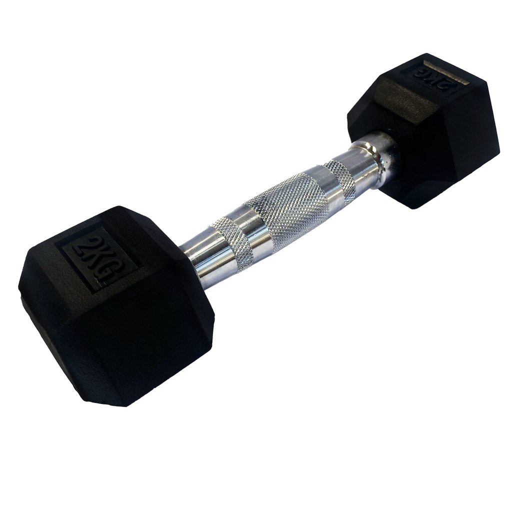 Mancuerna Hexagonal Goma negro de 1 kg a 50 Kg