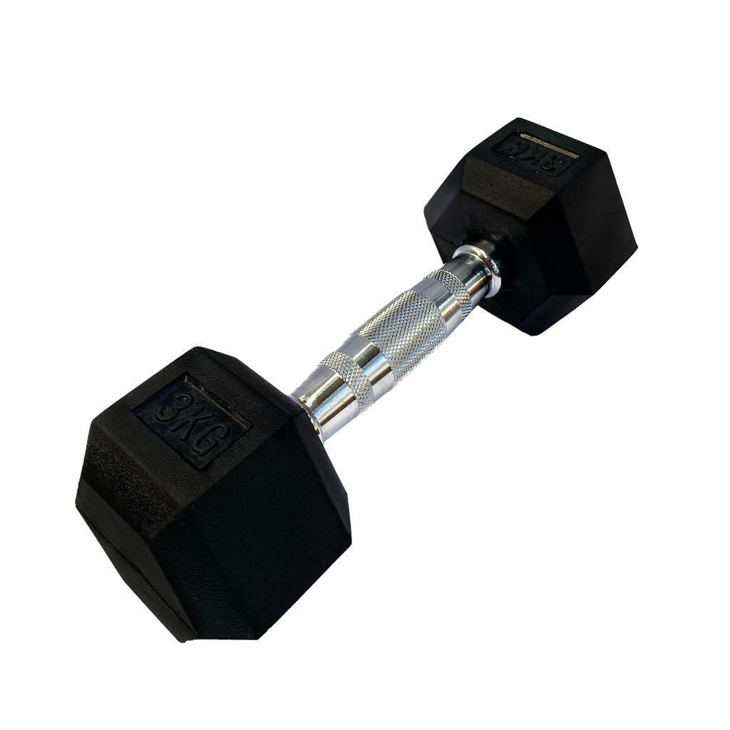 Mancuerna Hexagonal Goma negro de 1 kg a 50 Kg