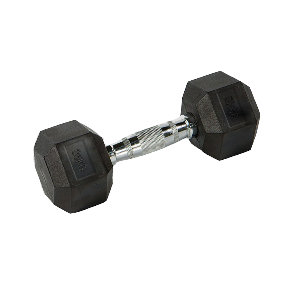Mancuerna Hexagonal Goma negro de 1 kg a 50 Kg