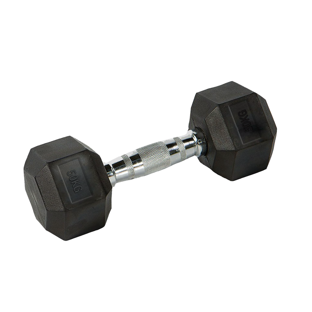 Mancuerna Hexagonal Goma negro de 1 kg a 50 Kg