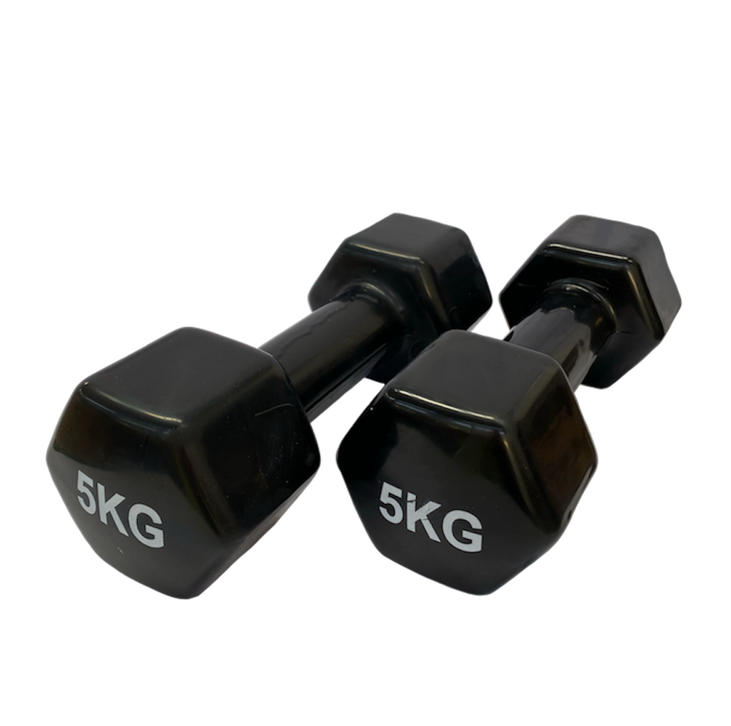 Mancuernas de vinilo hexagonal. De 0,5 Kg a 10 Kg. VENTA POR PARES