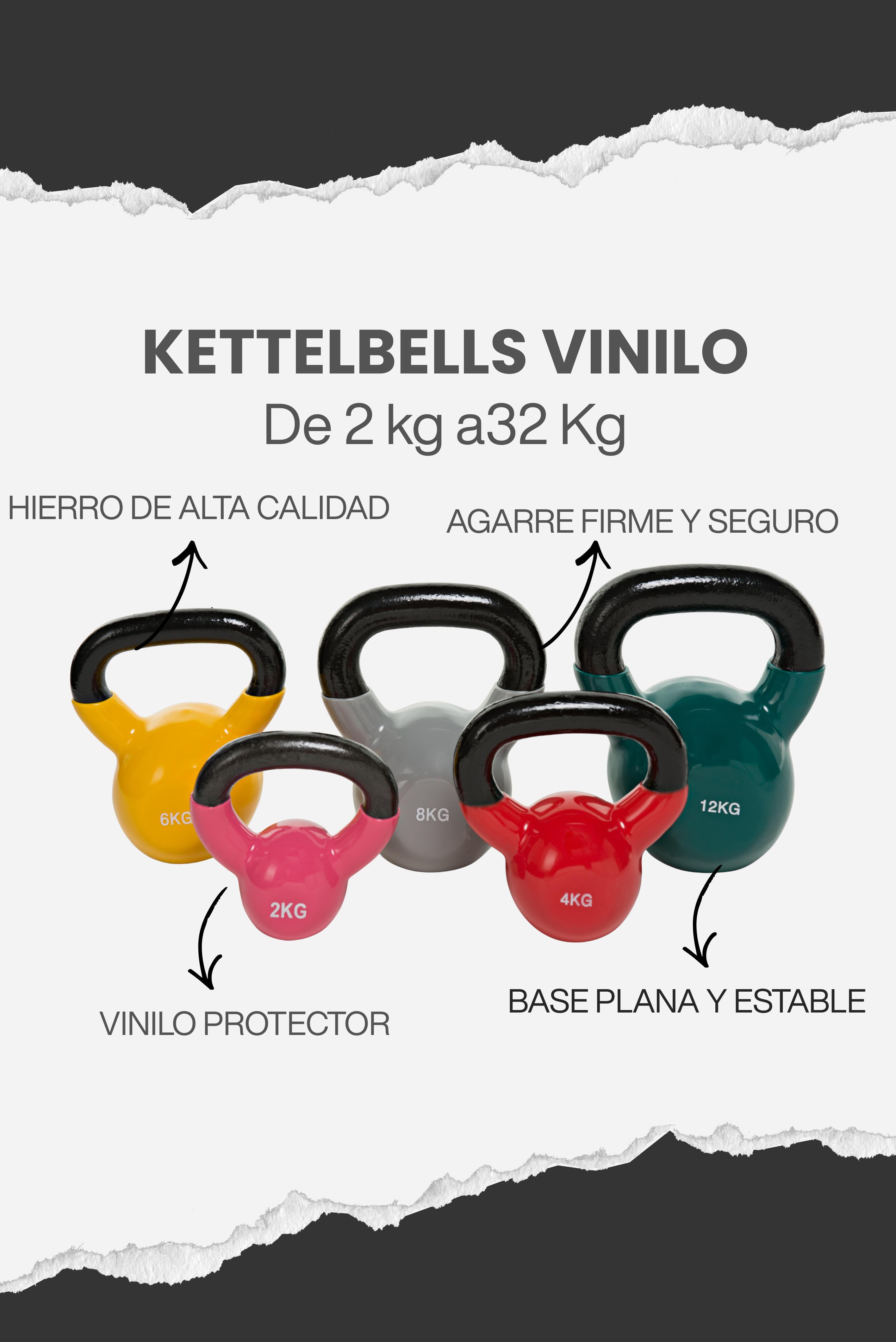 Kettelbells Vinilo- De 2 kg a32 Kg