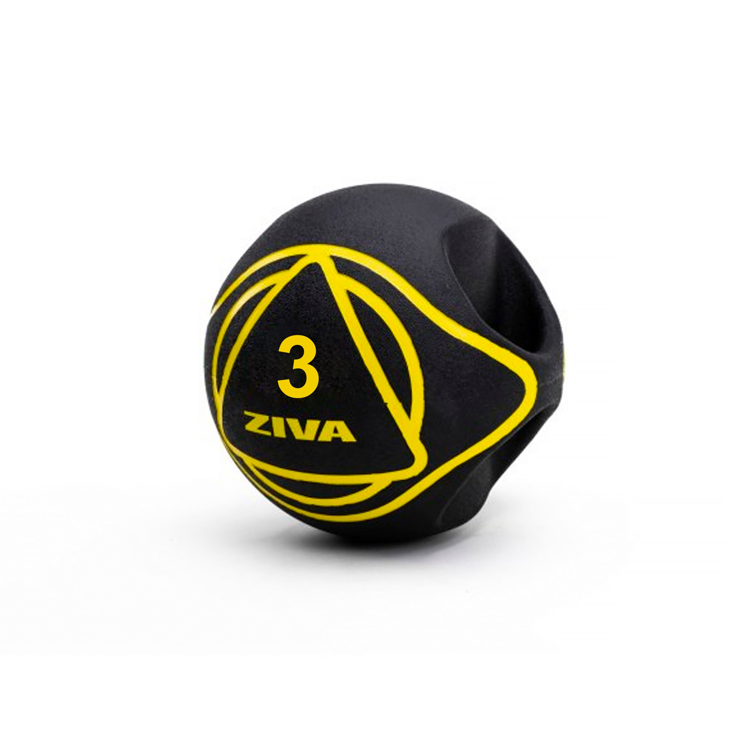 Balón Medicinal con Agarre Negro/Amarillo. ZIVA ESSENTIAL. De 3 Kg a 10 Kg.